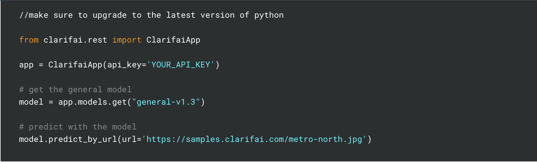 Clarifai API Snippet